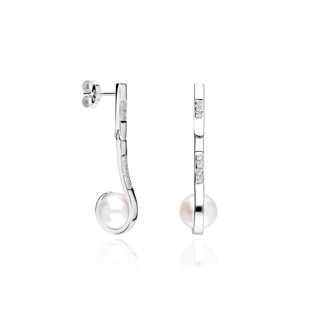 Pendientes Oro 18k, circonitas y perlas cultivadas "Said"