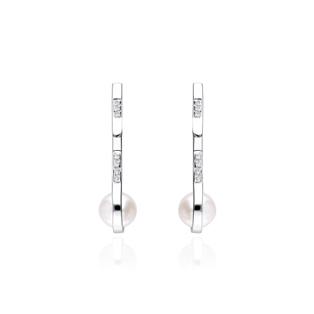 Pendientes Oro 18k, circonitas y perlas cultivadas "Said"