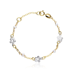 Pulsera Oro Bicolor 18k y perlas 14cm "Verano"