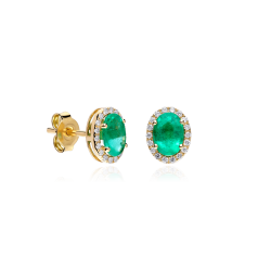 Pendientes Oro 18k esmeraldas y diamantes 0.18cts "Soikea"