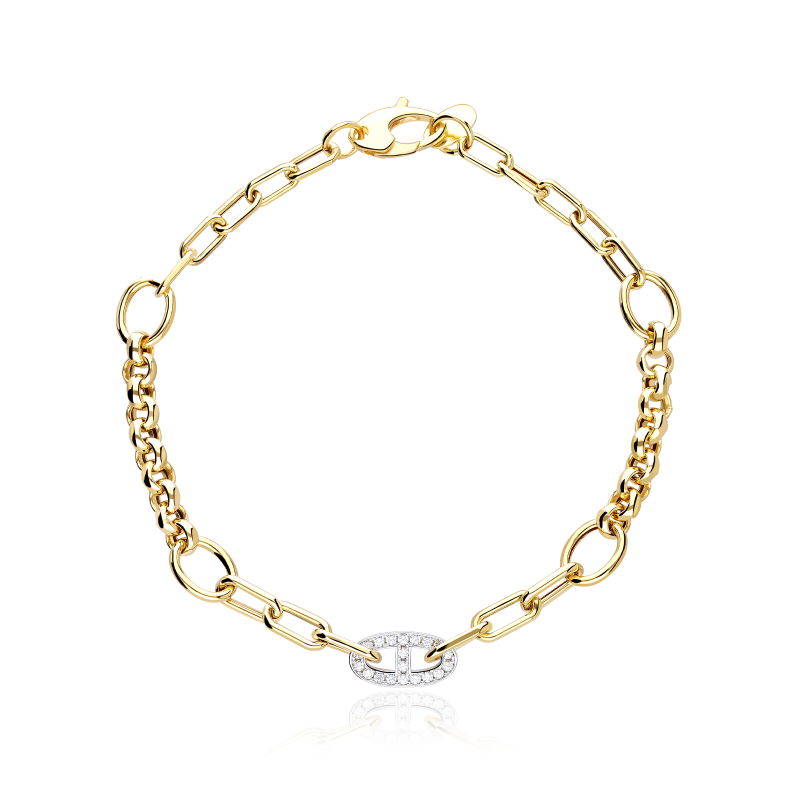 Pulsera Oro 18k y circonitas "Mailer"