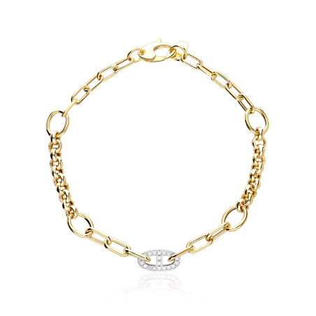 Pulsera Oro 18k y circonitas "Mailer"
