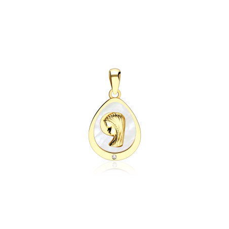 Medalla Oro 18k, nácar y circonita "Virgen Niña"