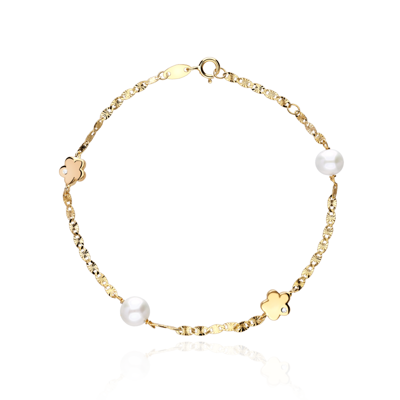 Pulsera Oro 18k perlas y diamantes 0.008cts "Breisig"