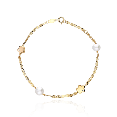 Pulsera Oro 18k perlas y diamantes 0.008cts "Breisig"