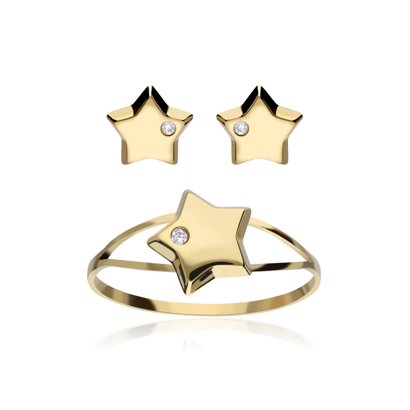 CONJUNTO "PAVESE" ORO 18K Y CIRCONITAS