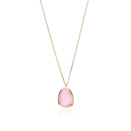 Gargantilla Oro 18k y gema rosa "Desigual"