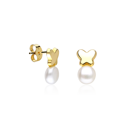 Pendientes Oro 18k y Perlas "Aurora Fly"