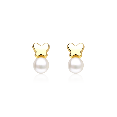 Pendientes Oro 18k y Perlas "Aurora Fly"