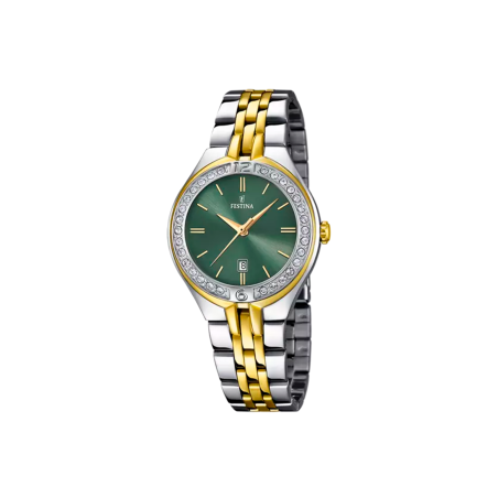 Reloj Festina Mujer Acero Bicolor Esfera Verde F16868/4