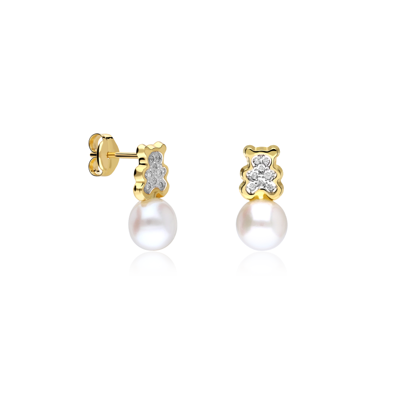 Pendientes Oro 18k y circonitas "Baby Bear"