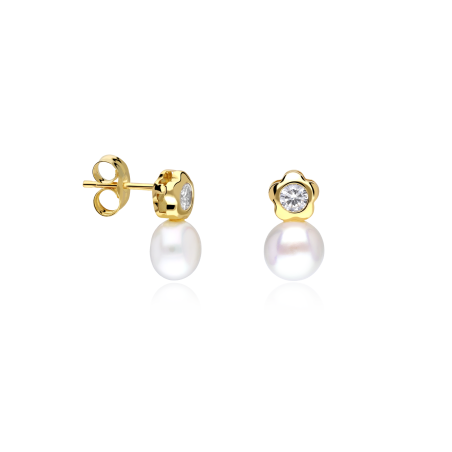 Pendientes Oro 18 k Perlas cultivadas "Tú y yo"