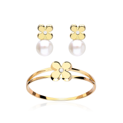 Conjunto Oro 18k Perlas Cultivadas y Circonitas  S  lze 
