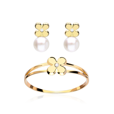 Conjunto Oro 18k Perlas Cultivadas y Circonitas "Sülze"