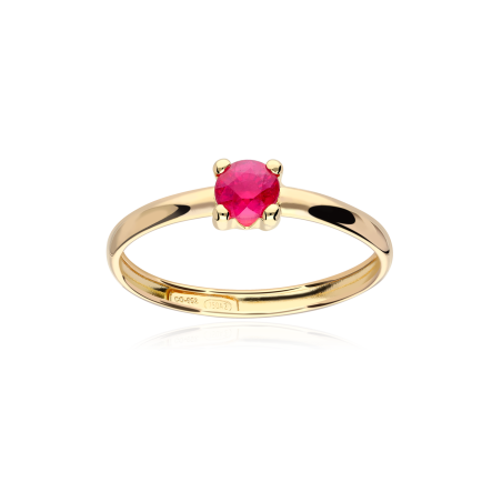 Anillo oro 18k y rubí 4mm "Four"K