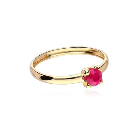 Anillo oro 18k y rubí 4mm "Four"