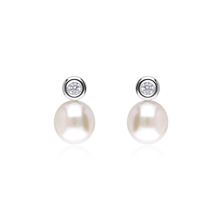 Pendientes Plata, circonitas y perlas "Norma"