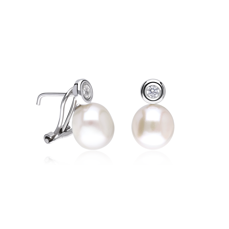 Pendientes Plata, circonitas y perlas "Norma"