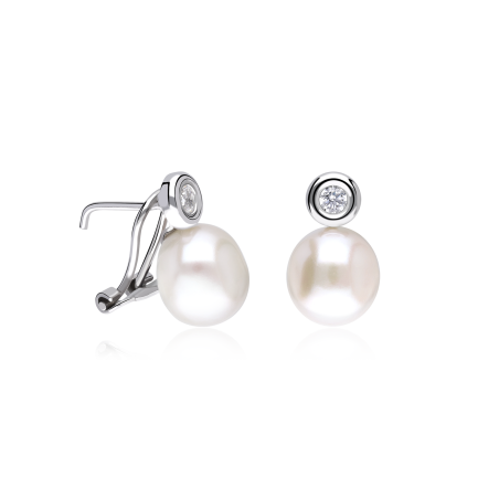 Pendientes Plata, circonitas y perlas "Norma"