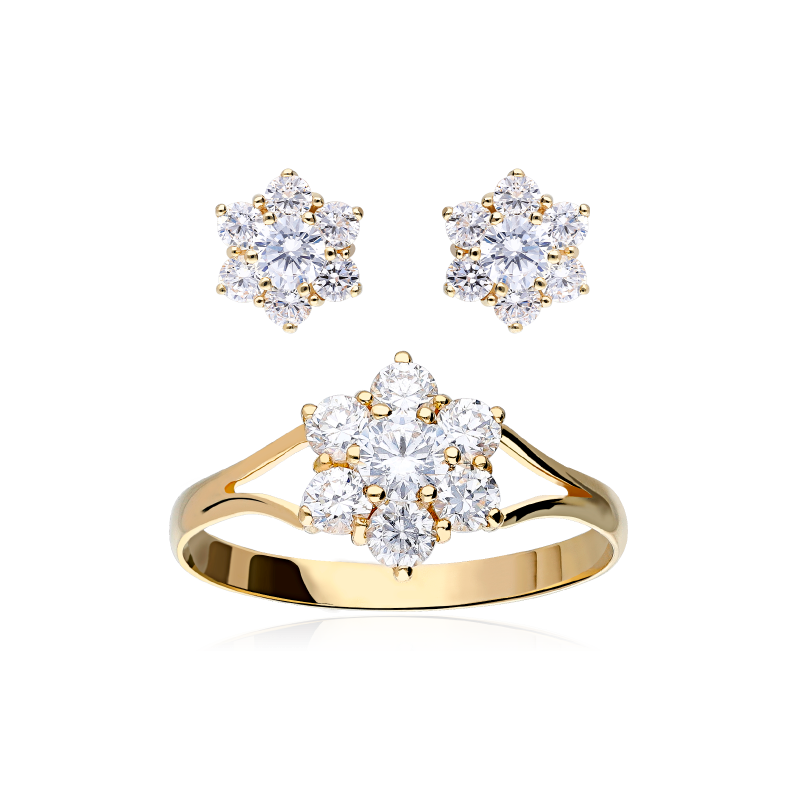 CONJUNTO "ROSETTE I" ORO 18K Y CIRCONITAS