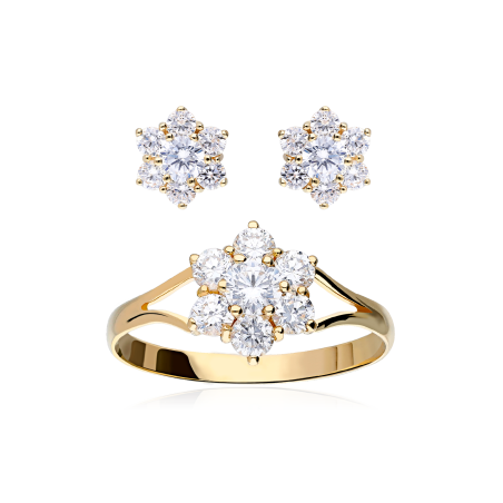 CONJUNTO "ROSETTE I" ORO 18K Y CIRCONITAS
