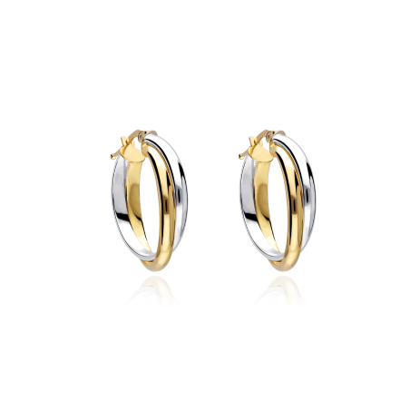 Pendientes oro 18k bicolor 25mm "Bicora"