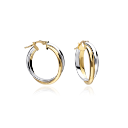 Pendientes oro 18k bicolor 25mm "Bicora"