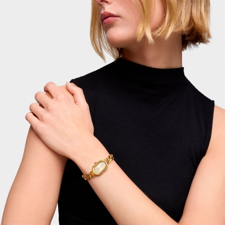 Reloj Tous Mujer Oval Acero Dorado Brazalete Cadena 3000140200