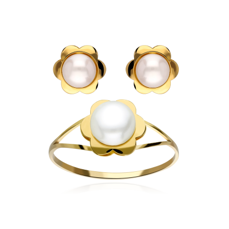 Conjunto Oro 18 k y Perlas cultivadas "Badesi"