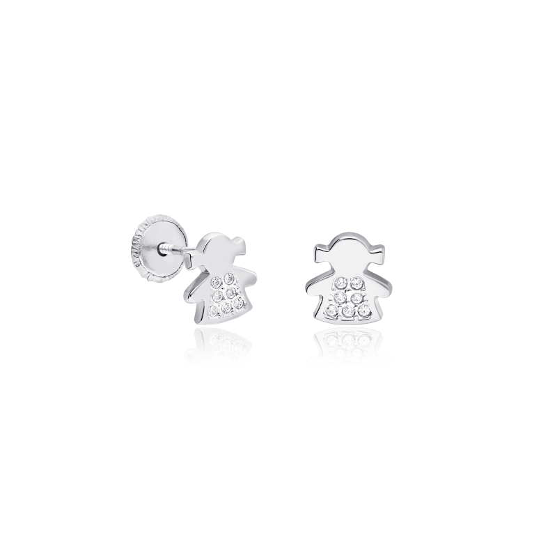 Pendientes Oro Blanco y Circonitas "Amanda"