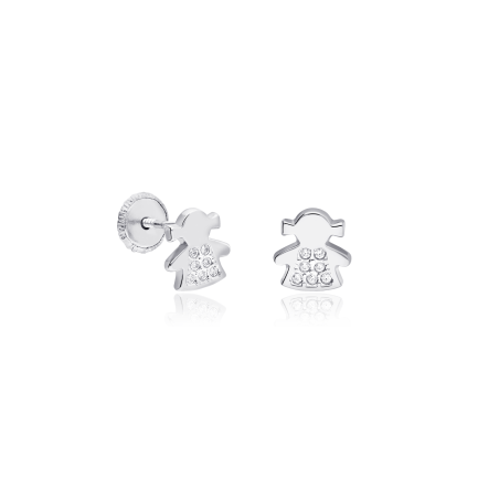 Pendientes Oro Blanco y Circonitas "Amanda"
