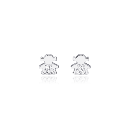 Pendientes Oro Blanco y Circonitas "Amanda"