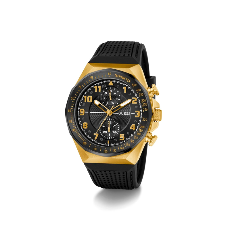 Reloj Guess Hombre D1 Esfera Negra y Dorada GW0902G1