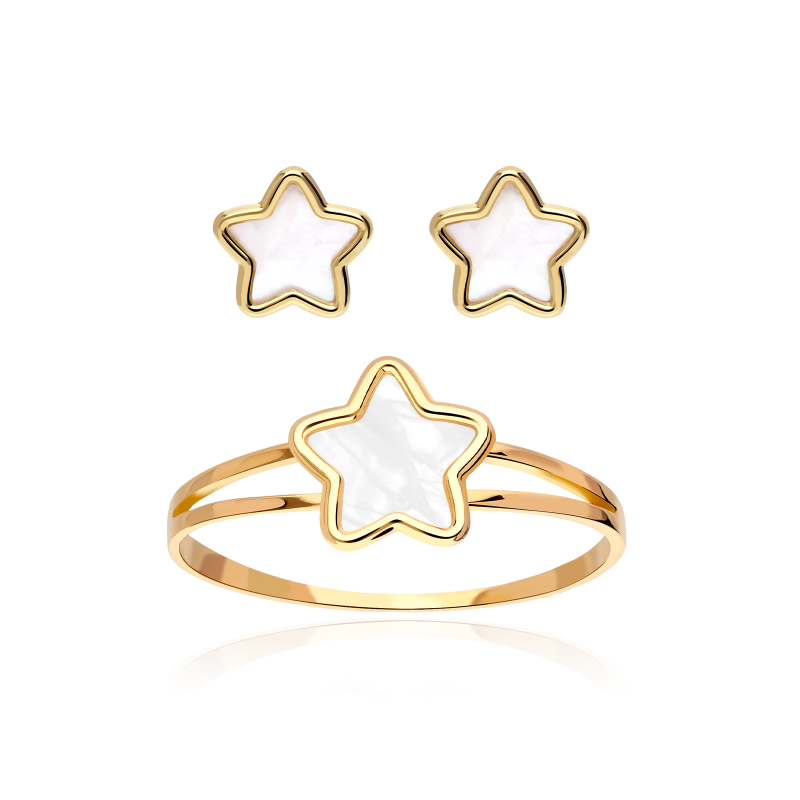 CONJUNTO "HOLY" ORO 18K Y NÁCAR