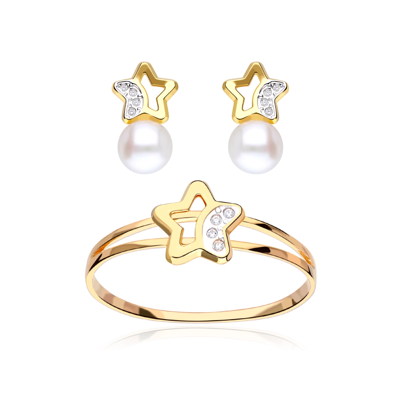 Conjunto "Astros" Oro 18k y Perlas Cultivadas
