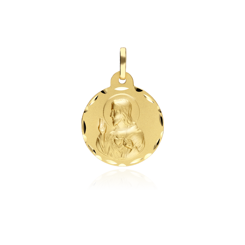 Medalla Oro 18k 18mm "Corazón de Jesús"