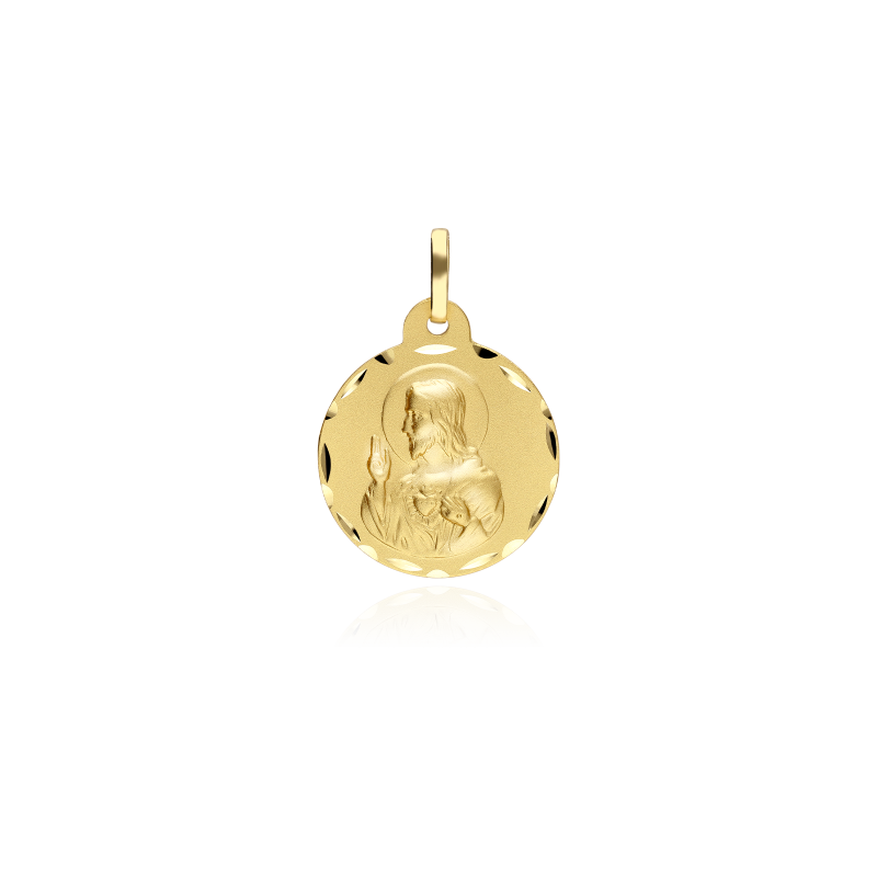 Medalla Oro 18k 14mm "Corazón de Jesús"