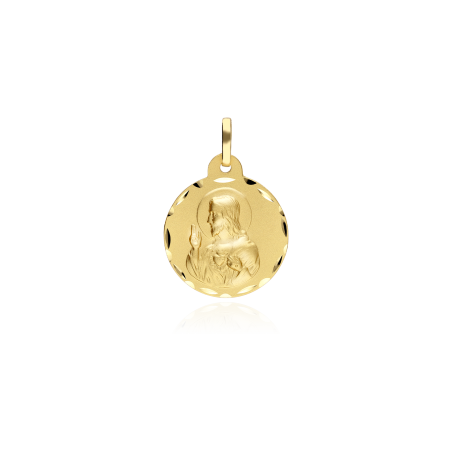 Medalla Oro 18k 14mm "Corazón de Jesús"