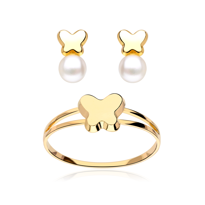 CONJUNTO "AURORA FLY" ORO 18K PERLAS CULTIVADAS