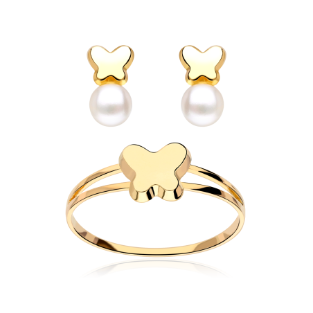 CONJUNTO "AURORA FLY" ORO 18K PERLAS CULTIVADAS