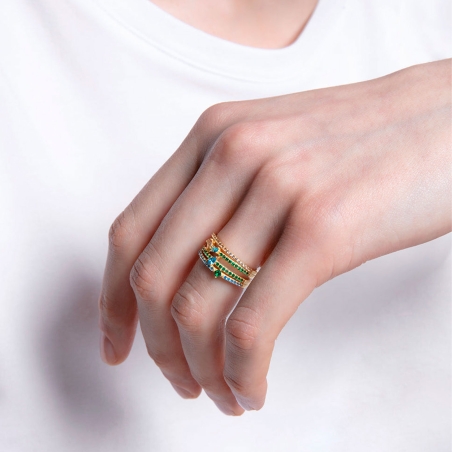 Anillo Viceroy Mujer Plata Baño Oro Circonitas de Colores 15121A01