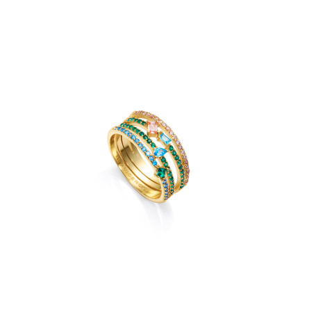 Anillo Viceroy Mujer Plata Baño Oro Circonitas de Colores 15121A01