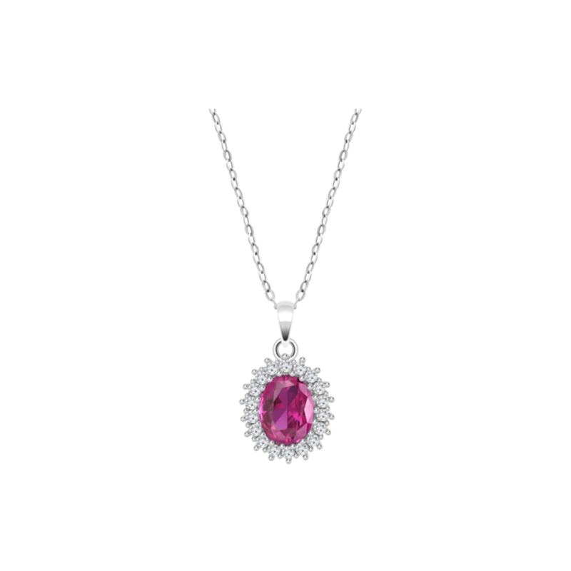 Collar Lotus Silver Mujer Plata y Circonita Roja LP3459-1/4