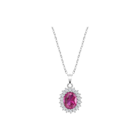 Collar Lotus Silver Mujer Plata y Circonita Roja LP3459-1/4