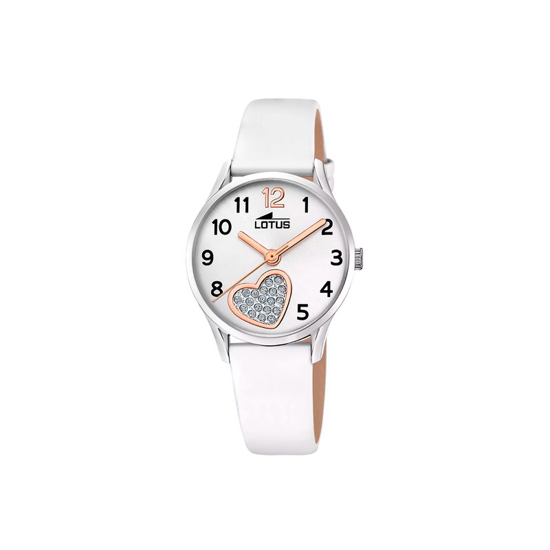 Reloj Lotus Niña Esfera Blanca Corazón y Circonitas 18406/E