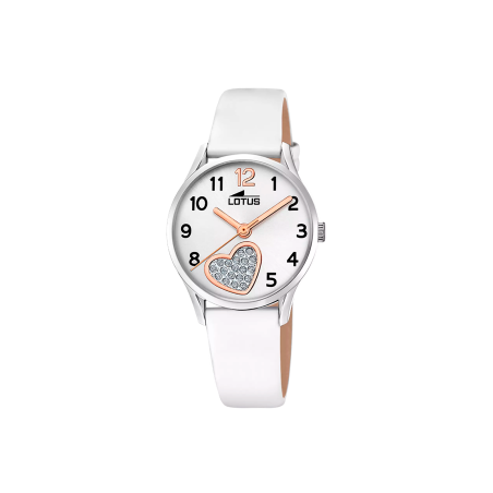 Reloj Lotus Niña Esfera Blanca Corazón y Circonitas 18406/E