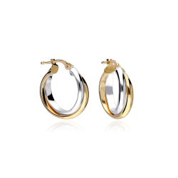 Pendientes Oro Bicolor Aros 15mm  Bicora 