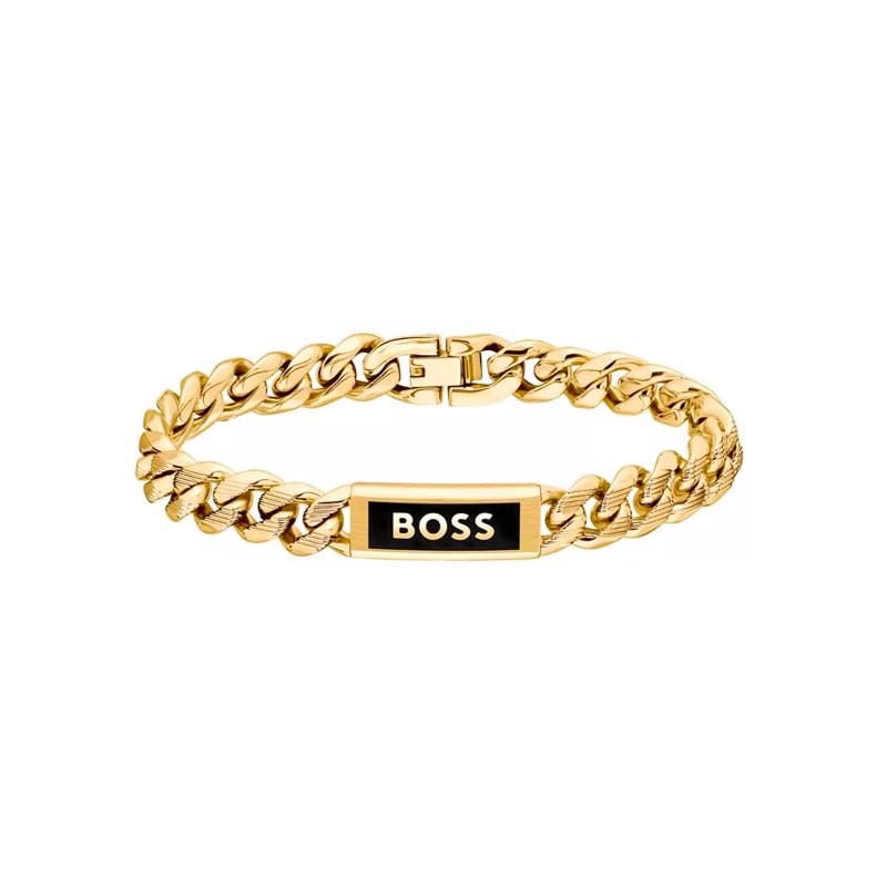 Pulsera Hugo Boss Hombre Kassy Emblem Acero Dorada 1580680M