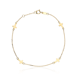 Pulsera Oro 18k y cruces 18cm "First"