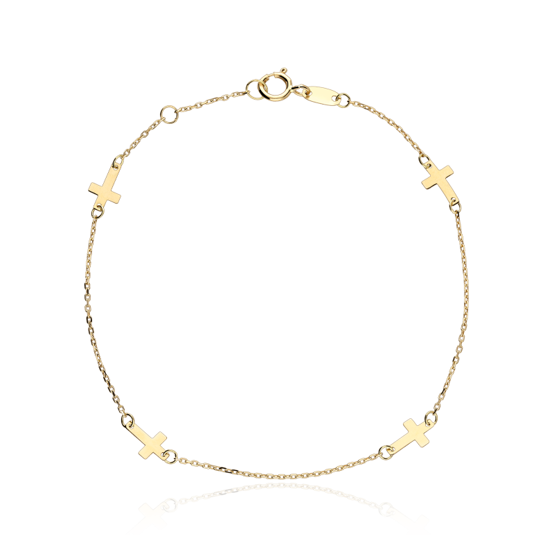 Pulsera Oro 18k y cruces 18cm "First"